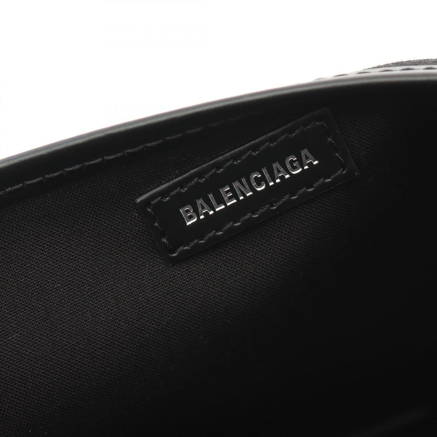 Balenciaga Navy Cabas S Canvas Leather Tote Bag