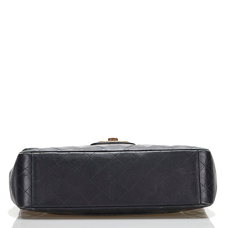 Chanel Lambskin Matelasse 34 Chain Shoulder Tote Bag Black Gold