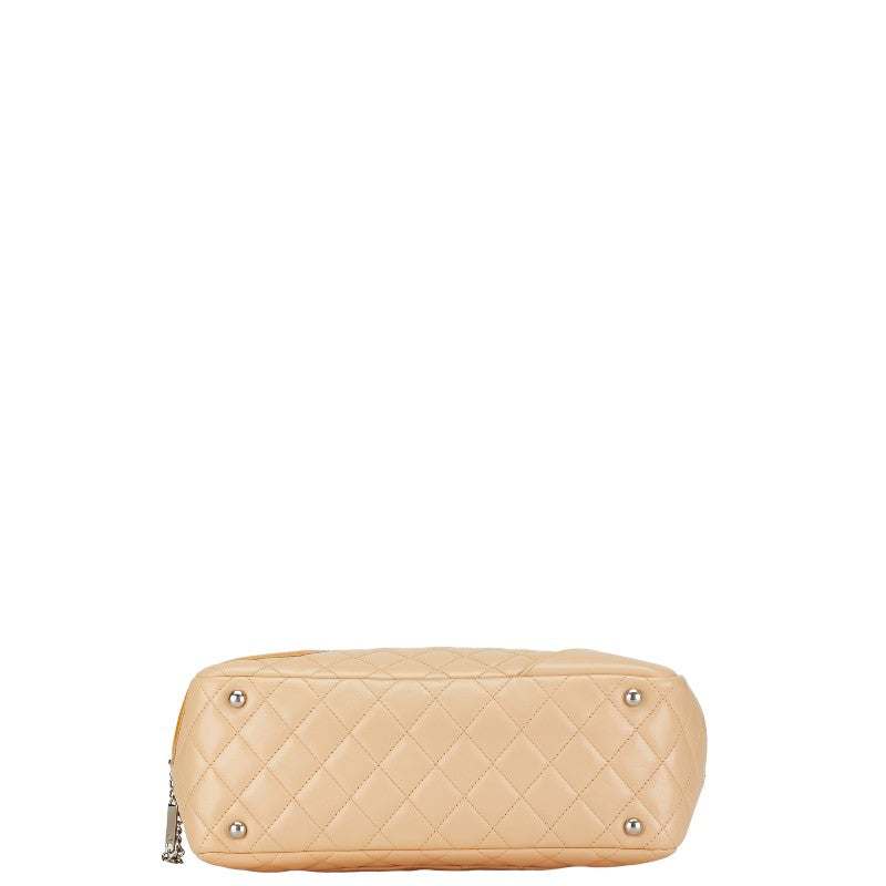 Chanel Cambon Line Leather Handbag Beige Yellow