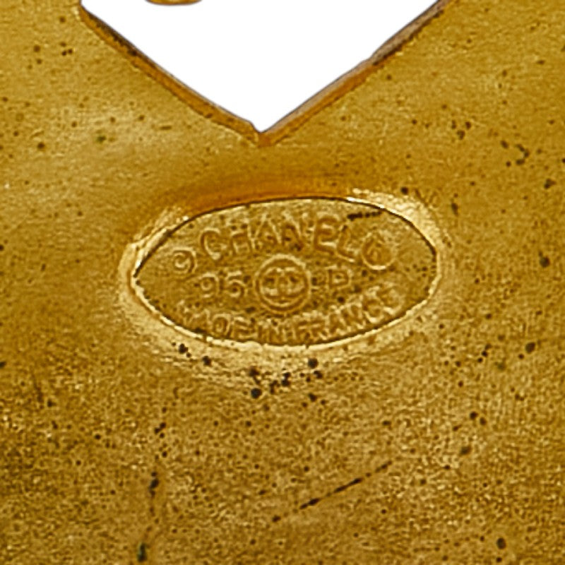 Chanel Vintage Heart Motif Earrings Gold