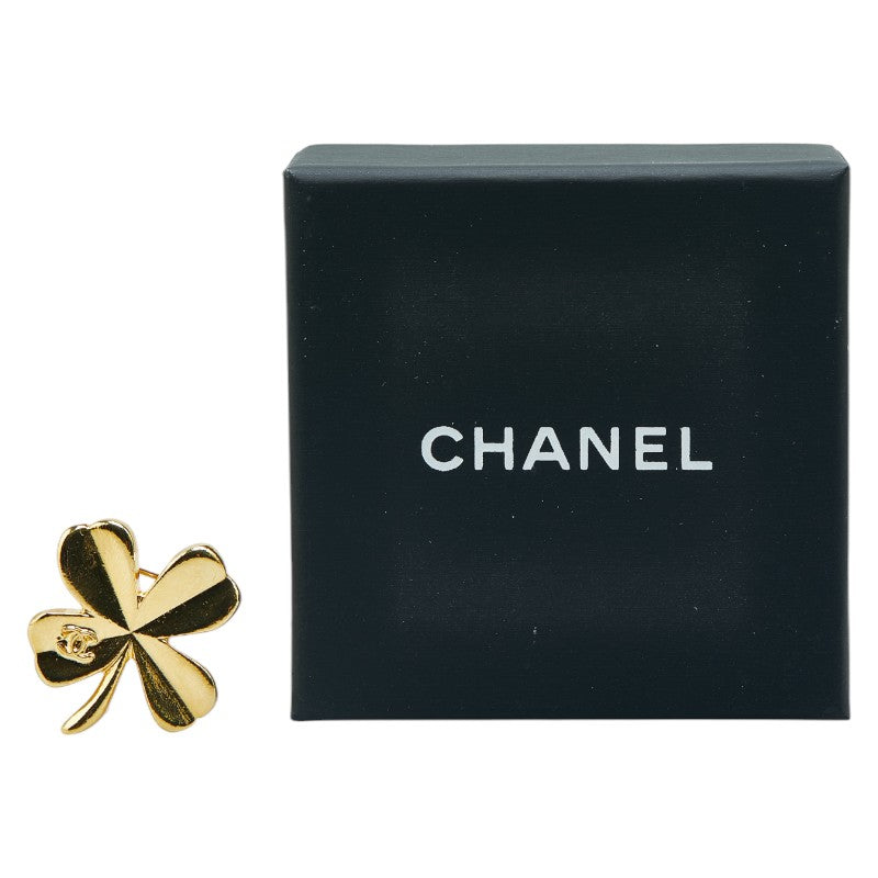 Chanel Clover Motif Brooch Gold Plated