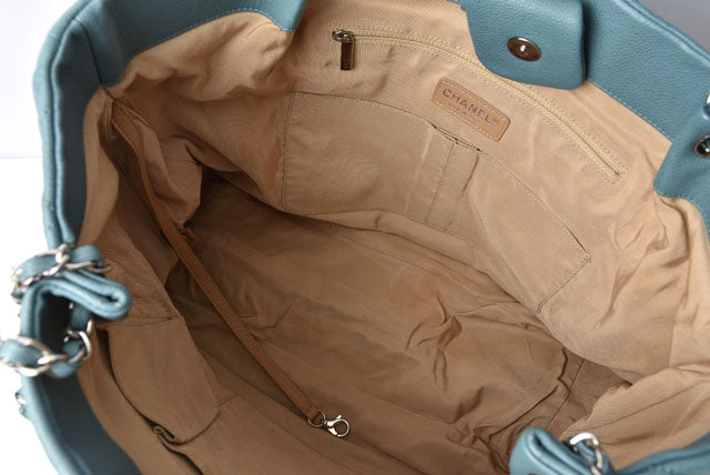 Chanel 2way Leather Tote Bag Chain Coco Mark Quilted