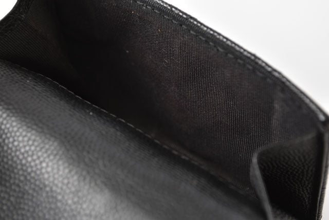Chanel Caviar Skin Compact Wallet A84401 Black