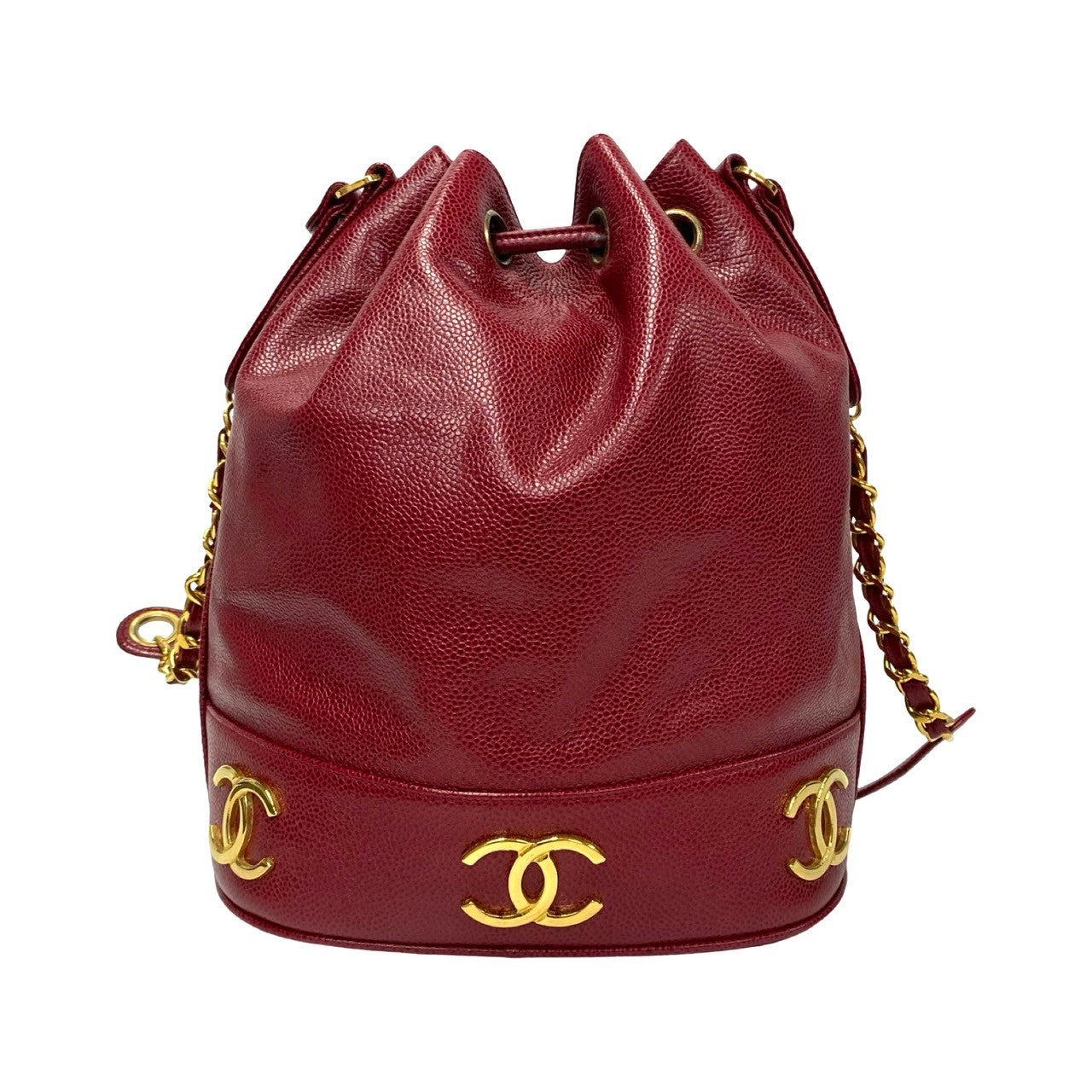 Chanel Triple CC Caviar Bucket Bag Leather Crossbody Bag in New Condition