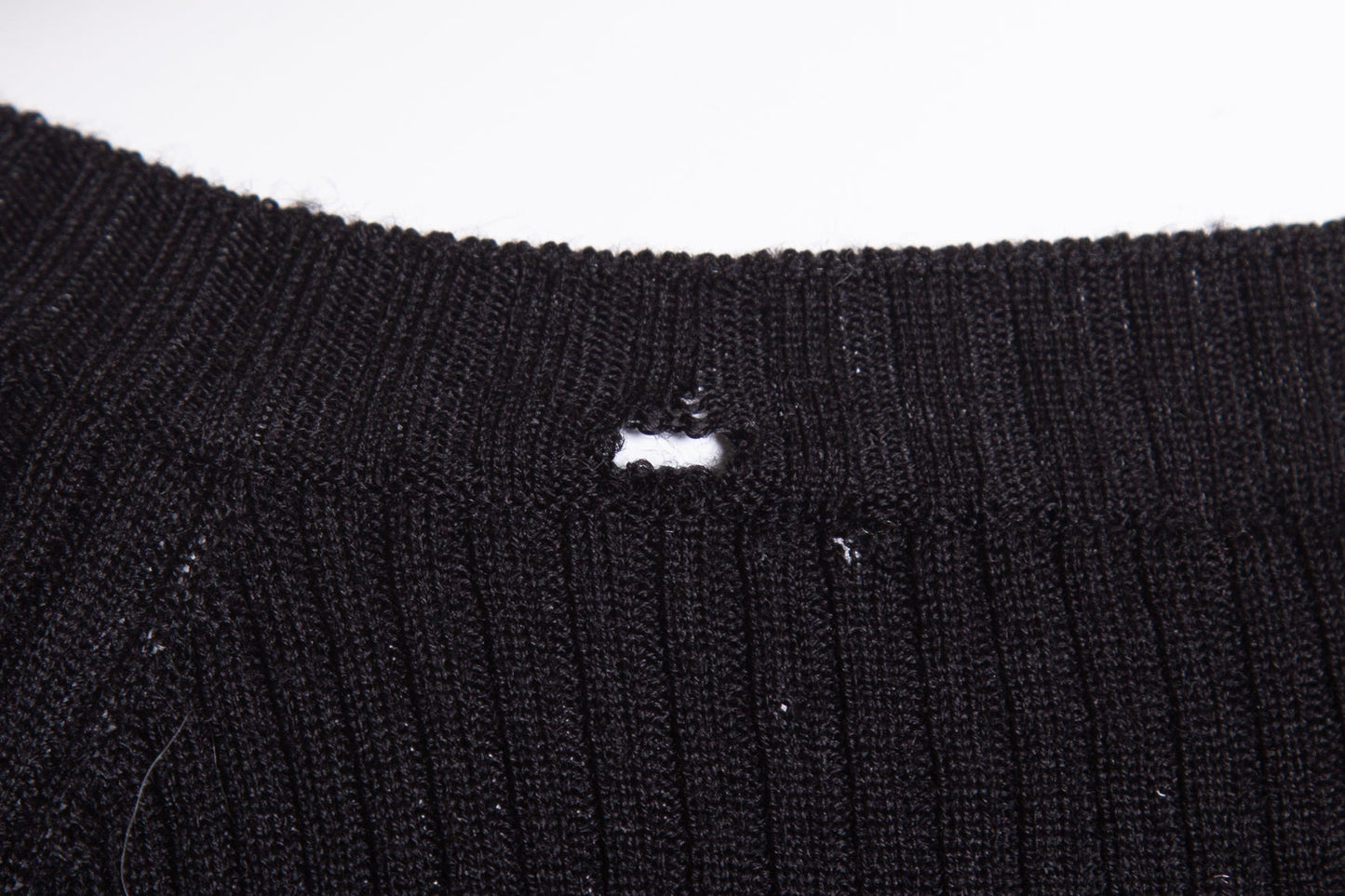 Chanel Black Ribbed Short Sleeve Sweater SZ 42 NWT