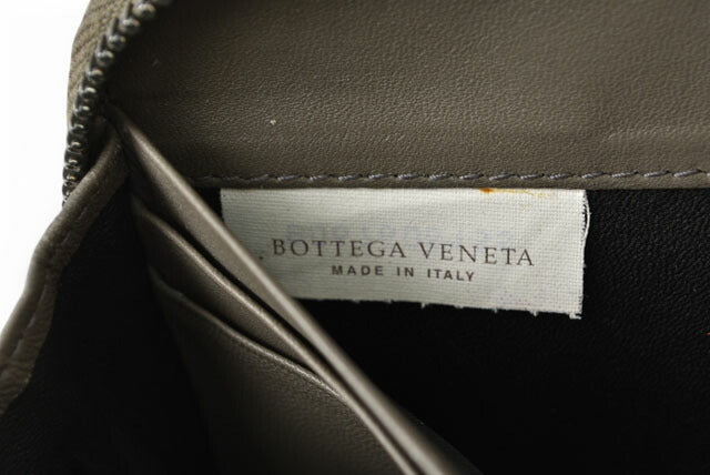 Bottega Veneta Leather Wallet Khaki Gray