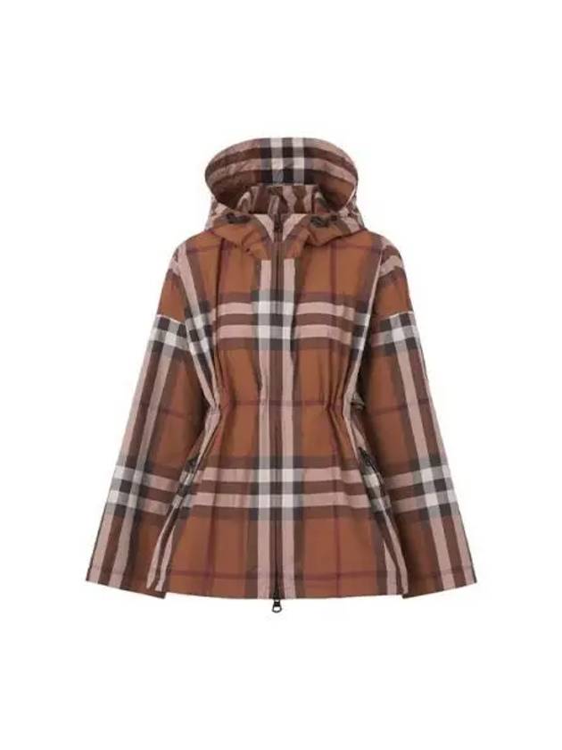 Burberry Check Hooded Jacket Dark Birch Brown