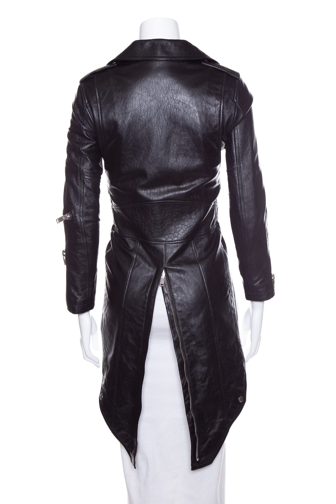 Saint Laurent Black Leather High Low Jacket SZ 34