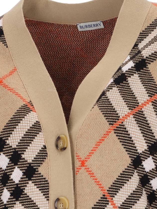 Burberry Check Wool Blend Cardigan Beige