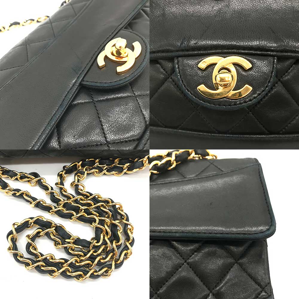 Chanel Matelasse Lambskin Chain Shoulder Bag Black