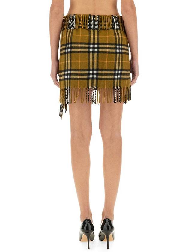 Burberry Check Wool Cashmere A-Line Skirt Oxide