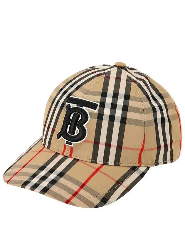 Burberry Monogram Motif Vintage Check Cotton Ball Cap Beige