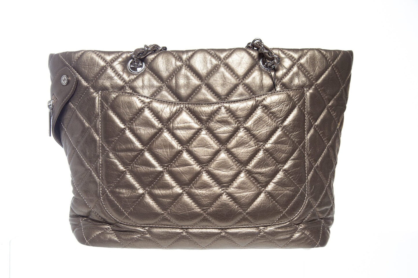 Chanel 2006 Metallic Aged Calfskin Quilted Cotton Club Tote