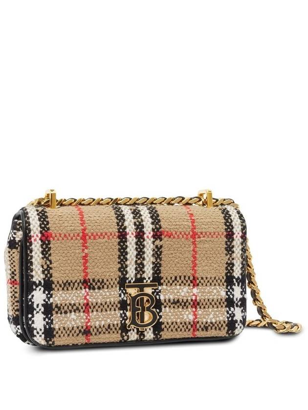 Burberry TB Logo Check Bouclé Mini Lola Cross Bag Beige