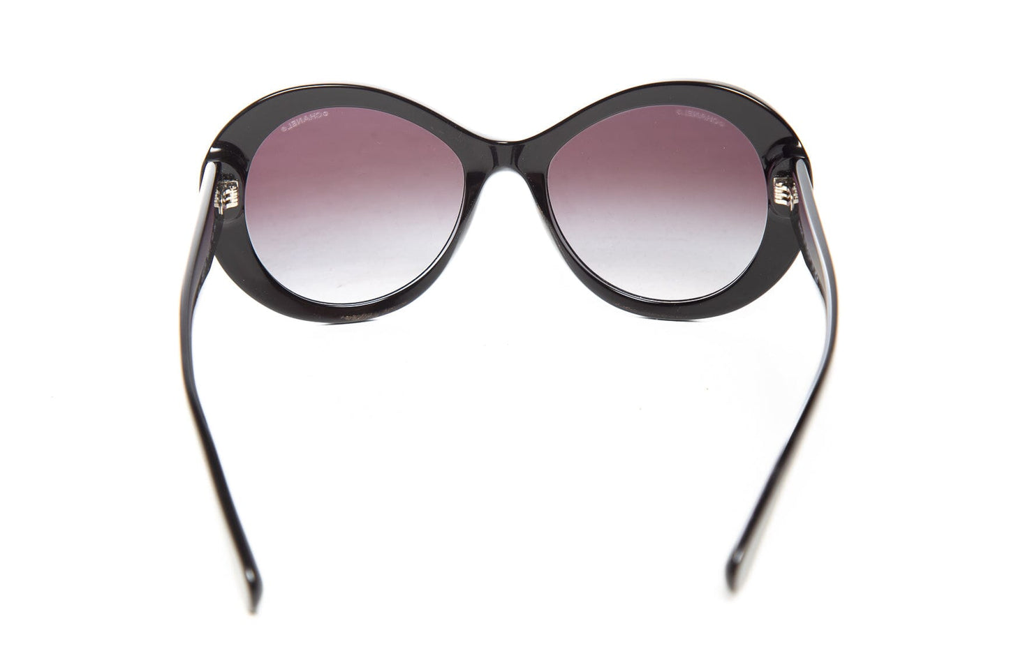 Chanel Black Round Eye Interlocking CC Side Detail Sunglasses
