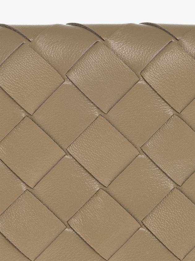 Bottega Veneta Intrecciato Flap Business Card Wallet Taupe