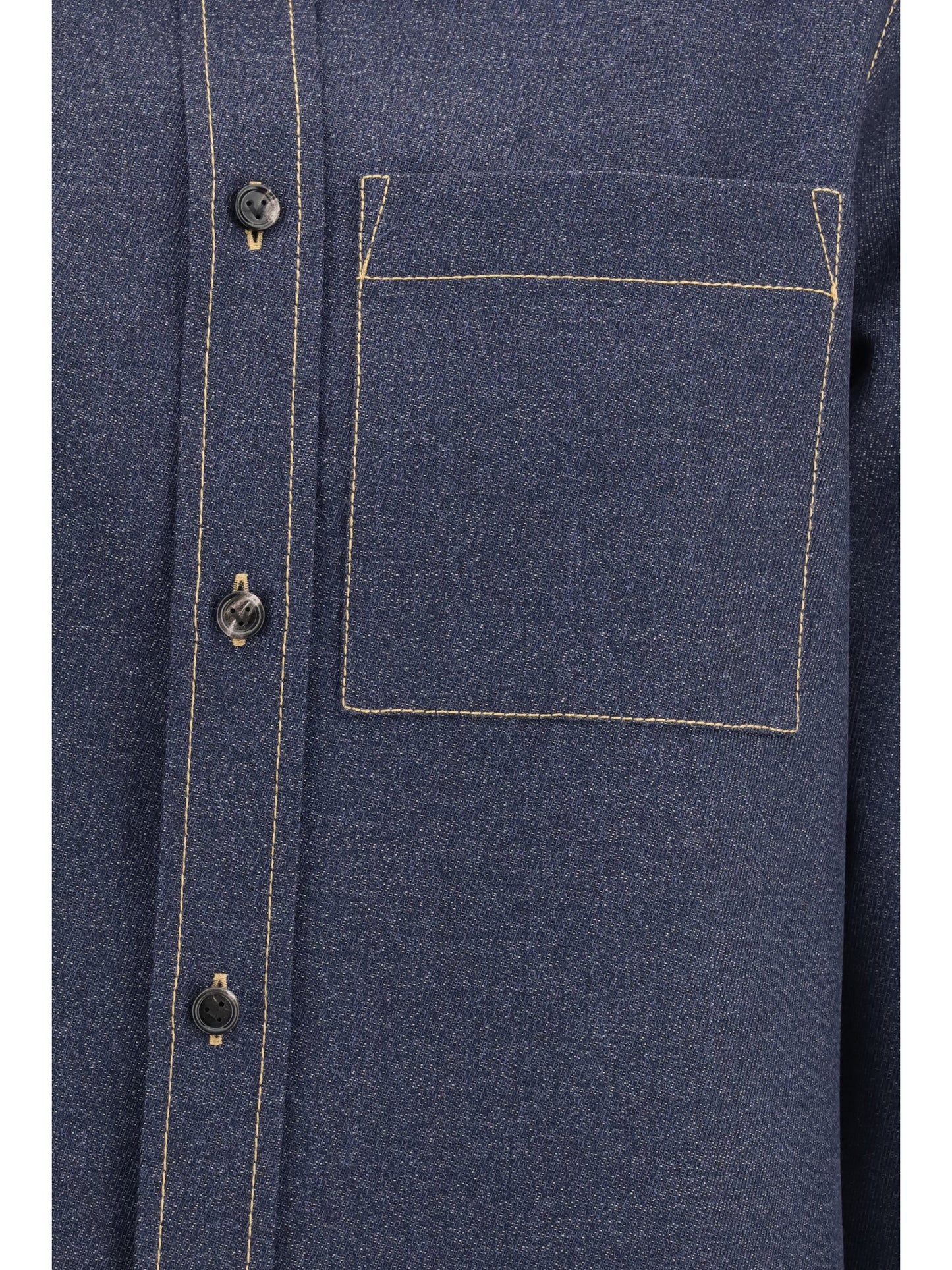 Bottega Veneta Women Denim-Effect Mélange Wool Shirt