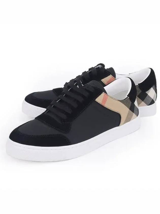 Burberry House Check Leather Suede Low Top Sneakers Black