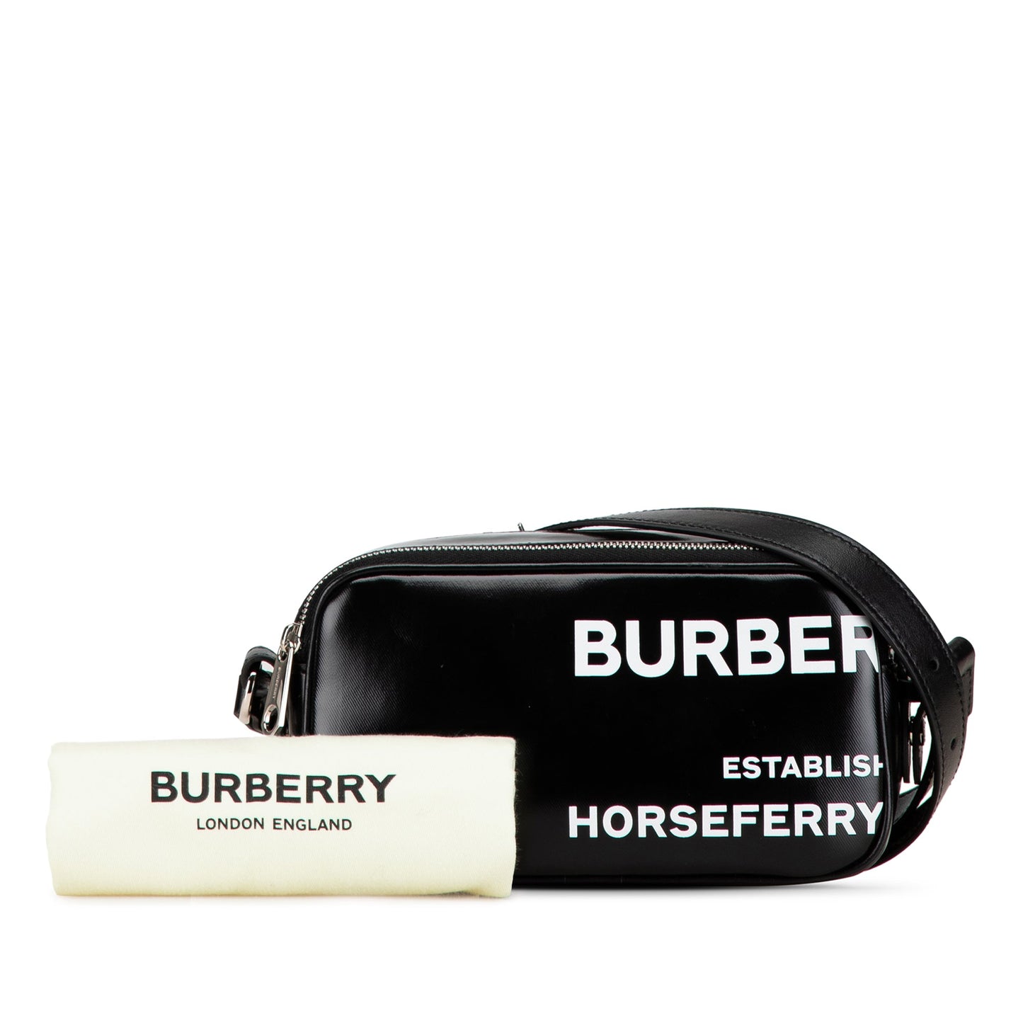 Black Burberry Micro Coated Canvas Horseferry Camera Bag