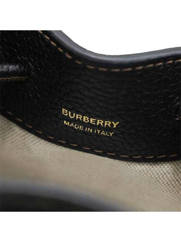 Burberry Mini Grainy Leather TB Bucket Bag Black