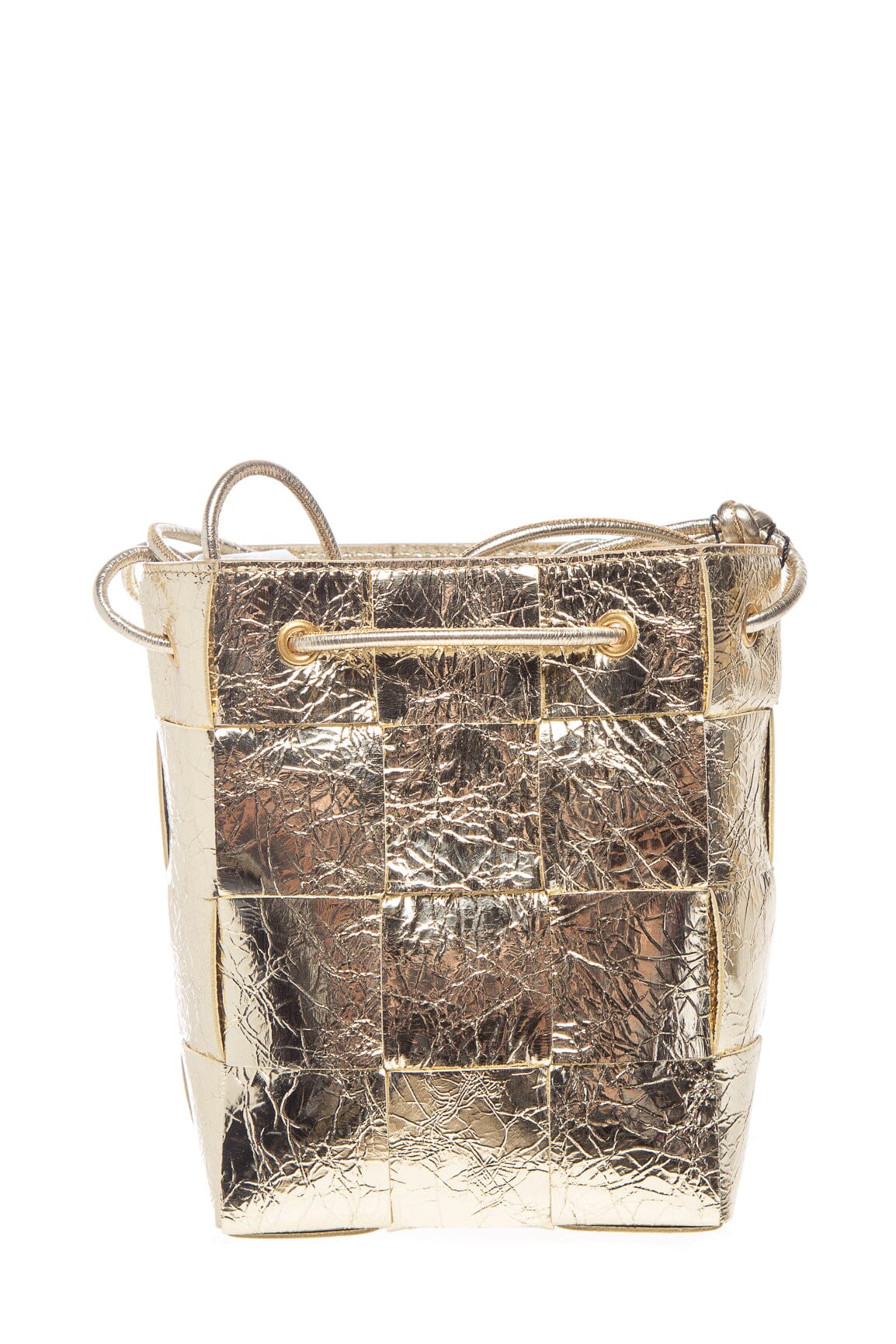 Bottega Veneta Small Metallic Gold Cassette Bucket Bag