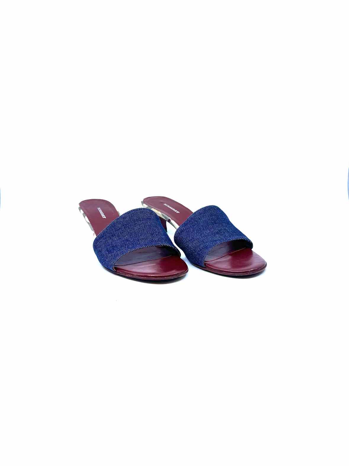 BURBERRY Size 7 Blue Denim Solid Sandals
