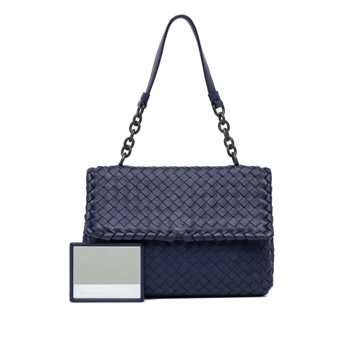 Blue Bottega Veneta Small Intrecciato Olimpia Shoulder Bag