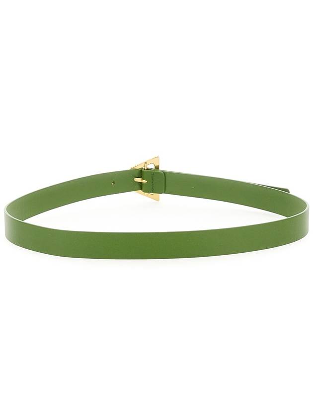 Bottega Veneta Triangle Buckle Leather Belt Green