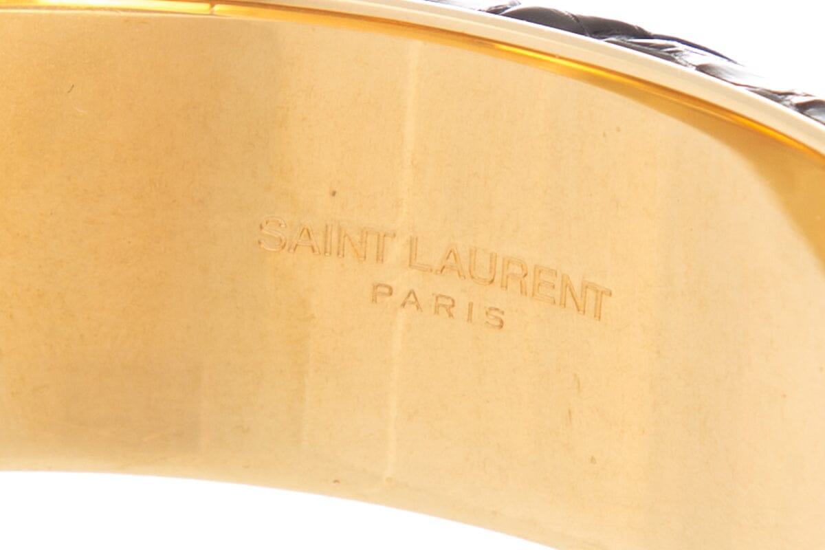 Saint Laurent Black Exotic & Gold Bangle Bracelet