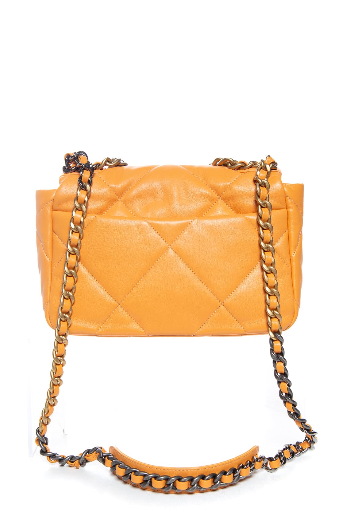 Chanel 19 Orange Lambskin Leather Handbag