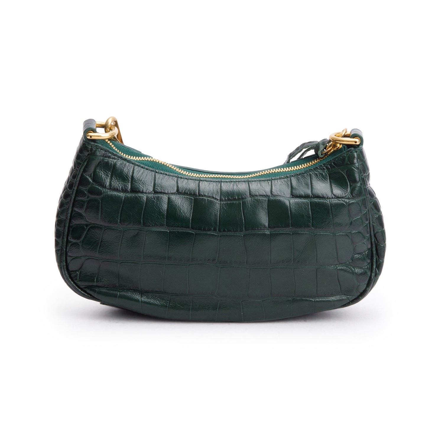 Balenciaga Green Crocodile Embossed Leather Mini Le Cagole Crossbody with Chain