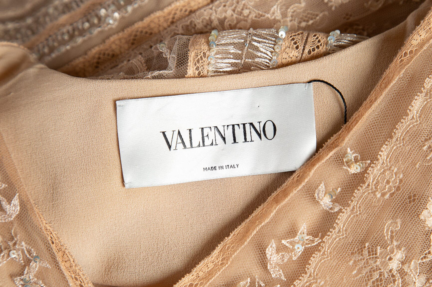 Valentino Nude Lace and Sequin Crop Top SZ 10