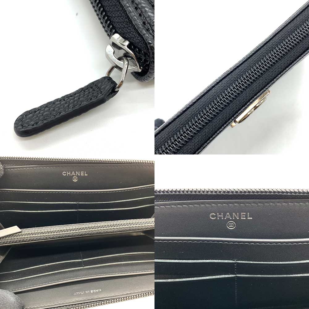 Chanel Boy Long Wallet Caviar Leather Black
