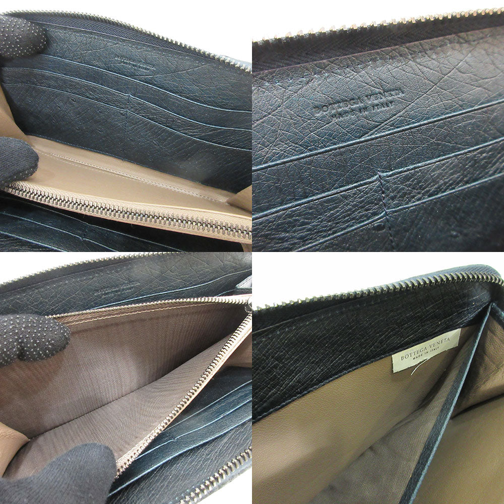 Bottega Veneta Ostrich Long Wallet Navy