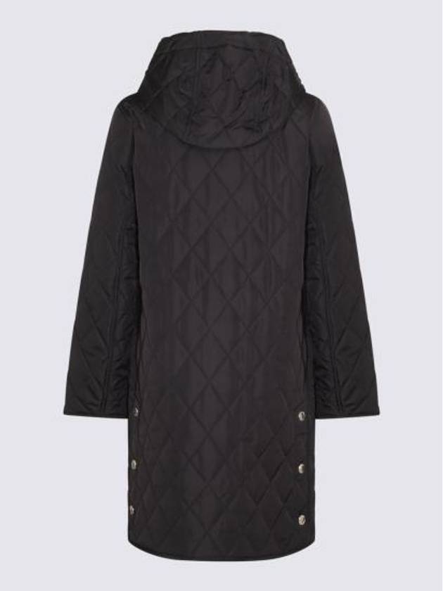 Burberry Women's Diamond Quilted Hoodie Single Coat Black