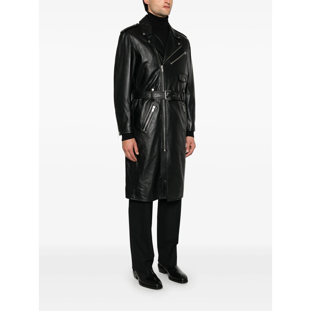 Saint Laurent Black Coats - Leather Coats Men