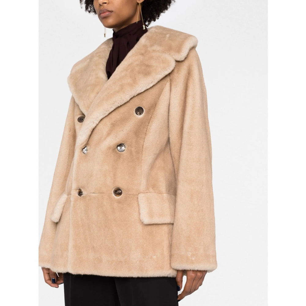 Saint Laurent Neutrals Coats - Double Breasted & Peacoats Women