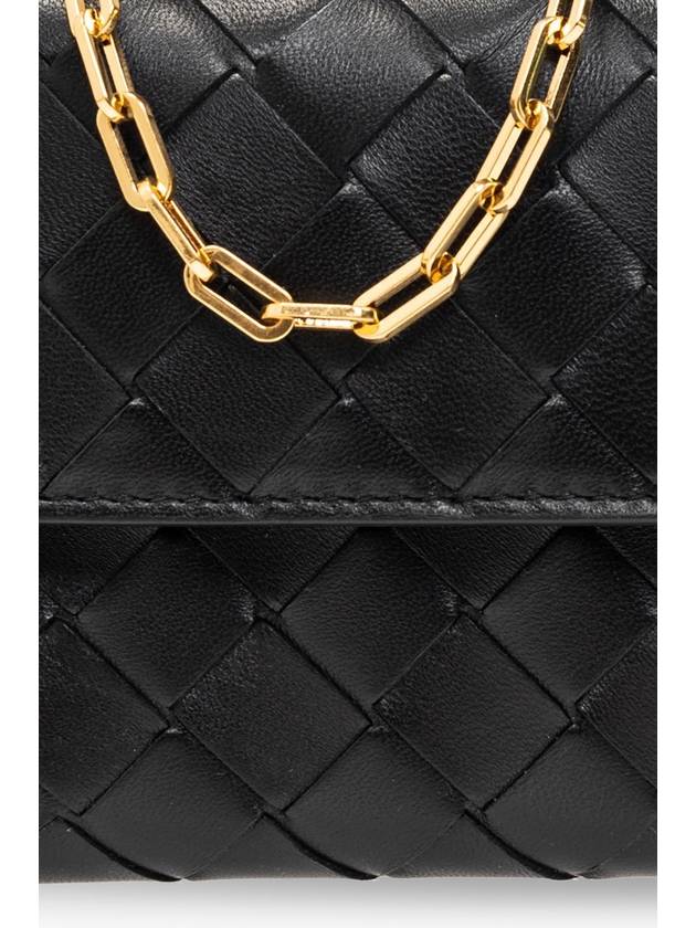 Bottega Veneta Intrecciato Chain Long Wallet Black