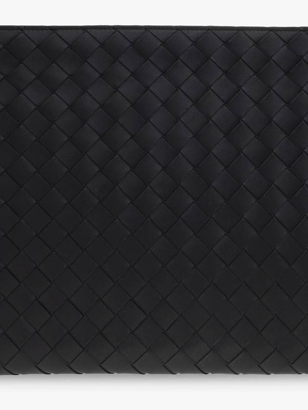 Bottega Veneta Intrecciato Half-Zip Clutch Bag Black