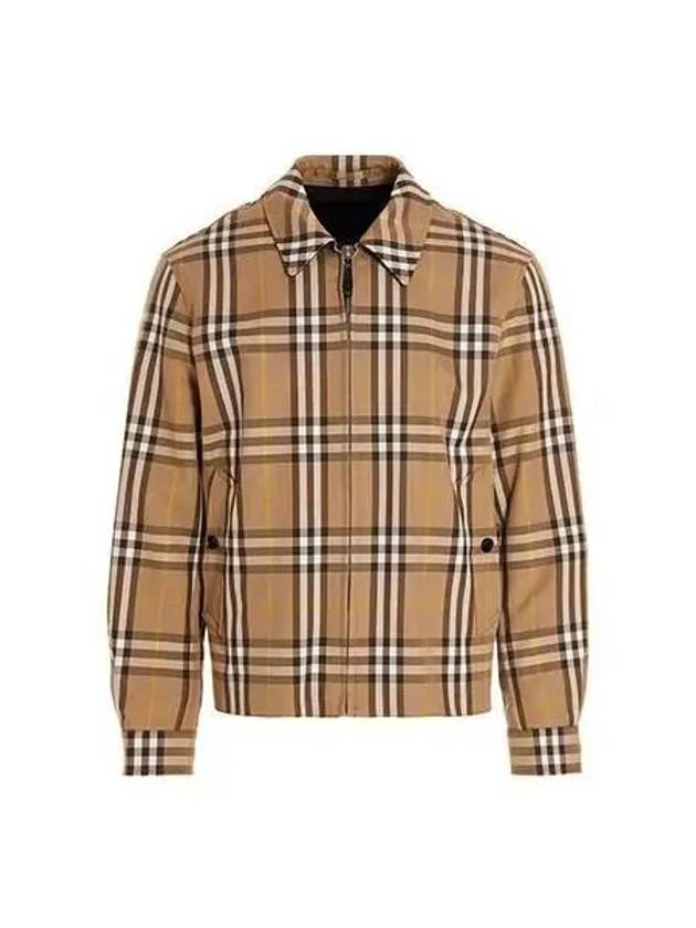Burberry Check Print Reversible Zip-Up Jacket Truffle Beige