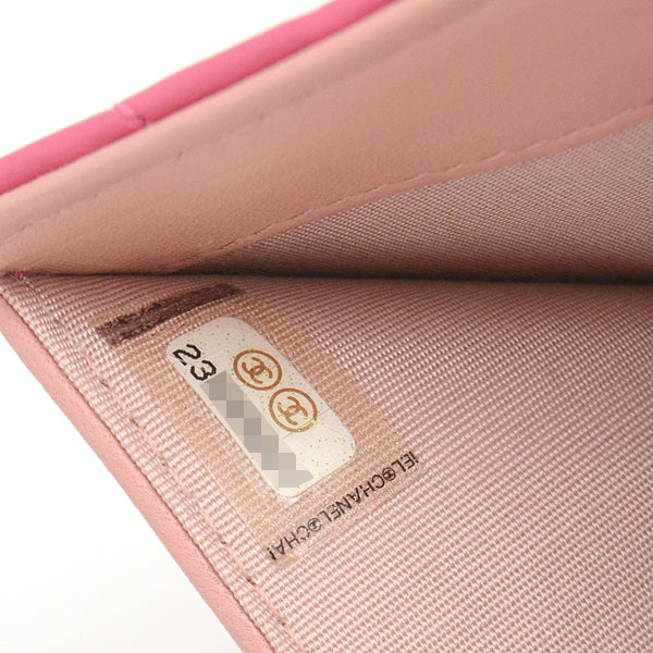 Chanel Camellia Lambskin Trifold Compact Wallet Pink