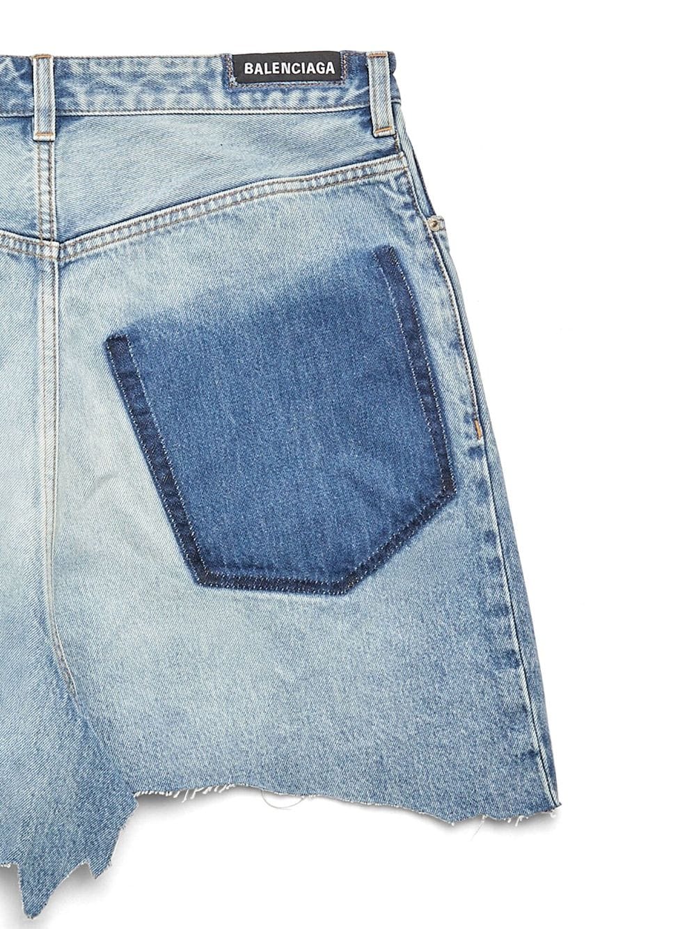 BALENCIAGA Asymmetric Cut-Up Denim Mini Skirt