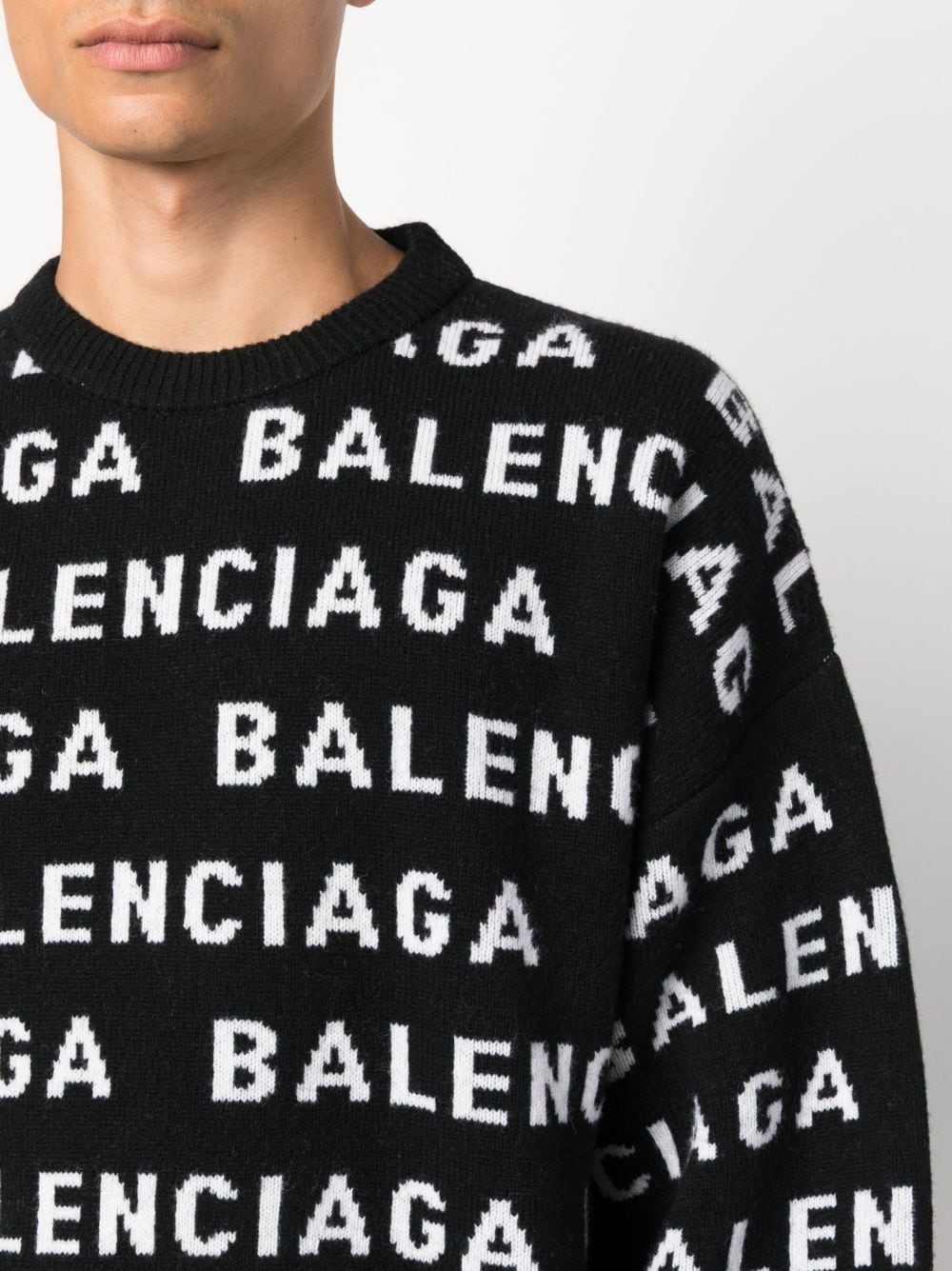 BALENCIAGA Allover Logo Crewneck Sweater - Men’s Size