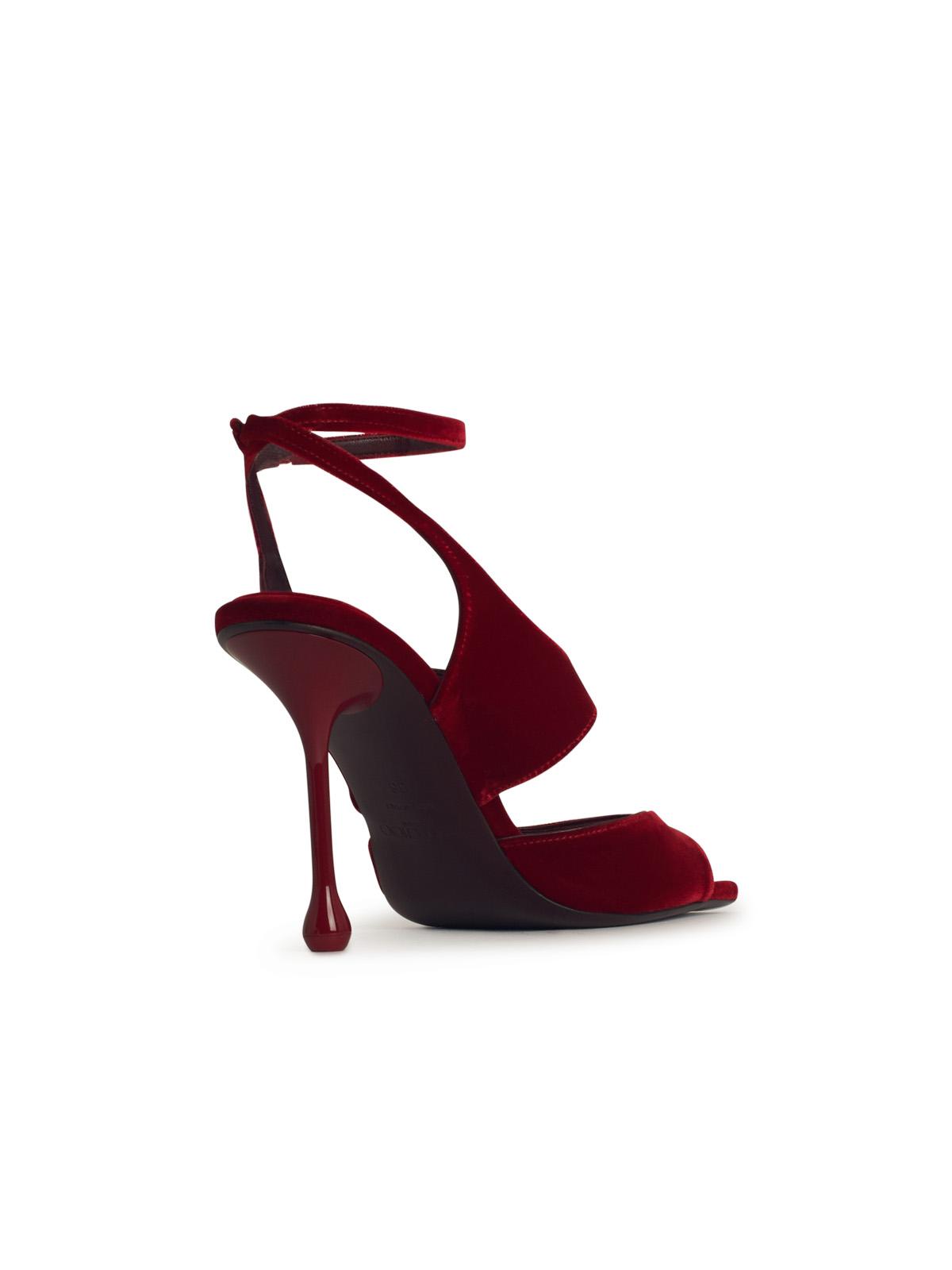 Jimmy Choo 'Orb' Red Velvet Sandals Women