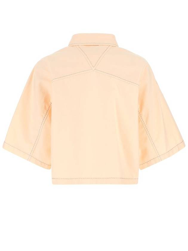 Bottega Veneta Stitched Crop Cotton Shirt Pink