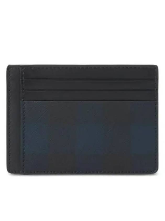 Burberry Check Pattern Clip Card Wallet Navy
