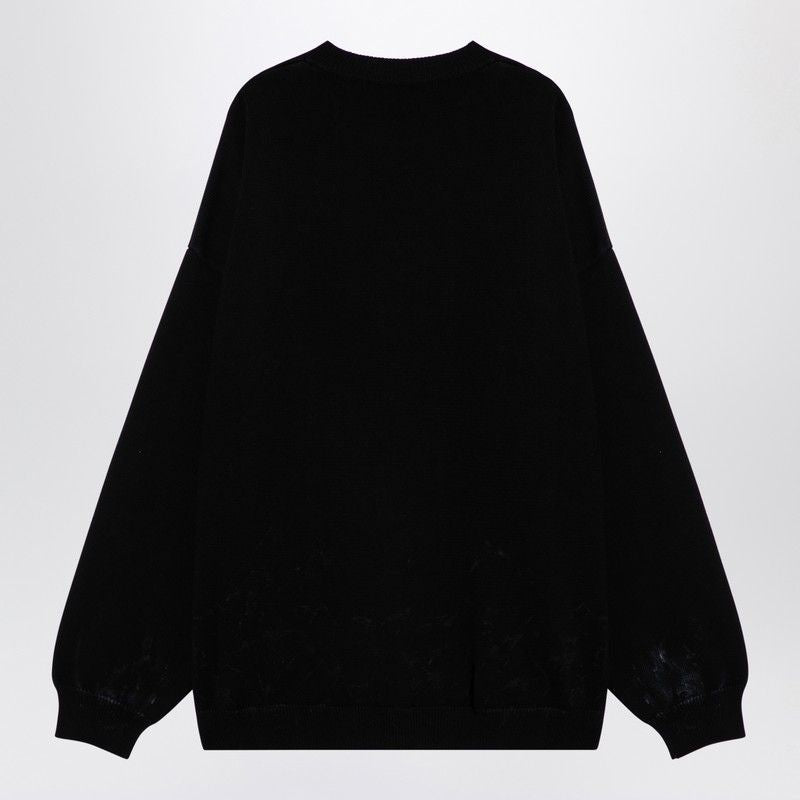 BALENCIAGA Oversized Cotton Blend Crew Neck Jumper with Print