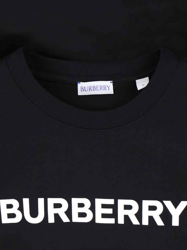 Burberry Logo Print Crew Neck Cotton Short Sleeve T-Shirt Black