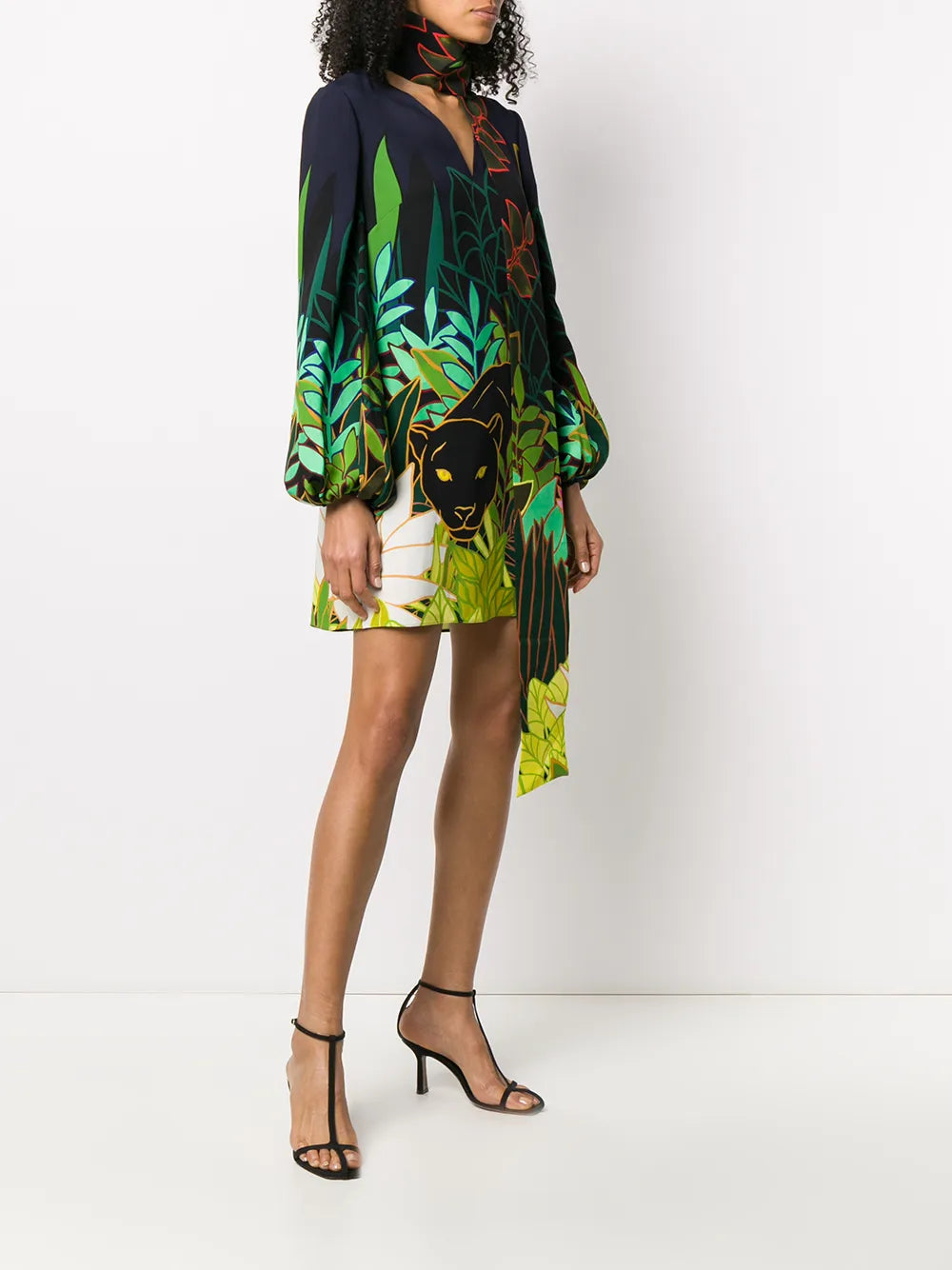 Valentino Garavani Panther In The Jungle Bow Collar Dress