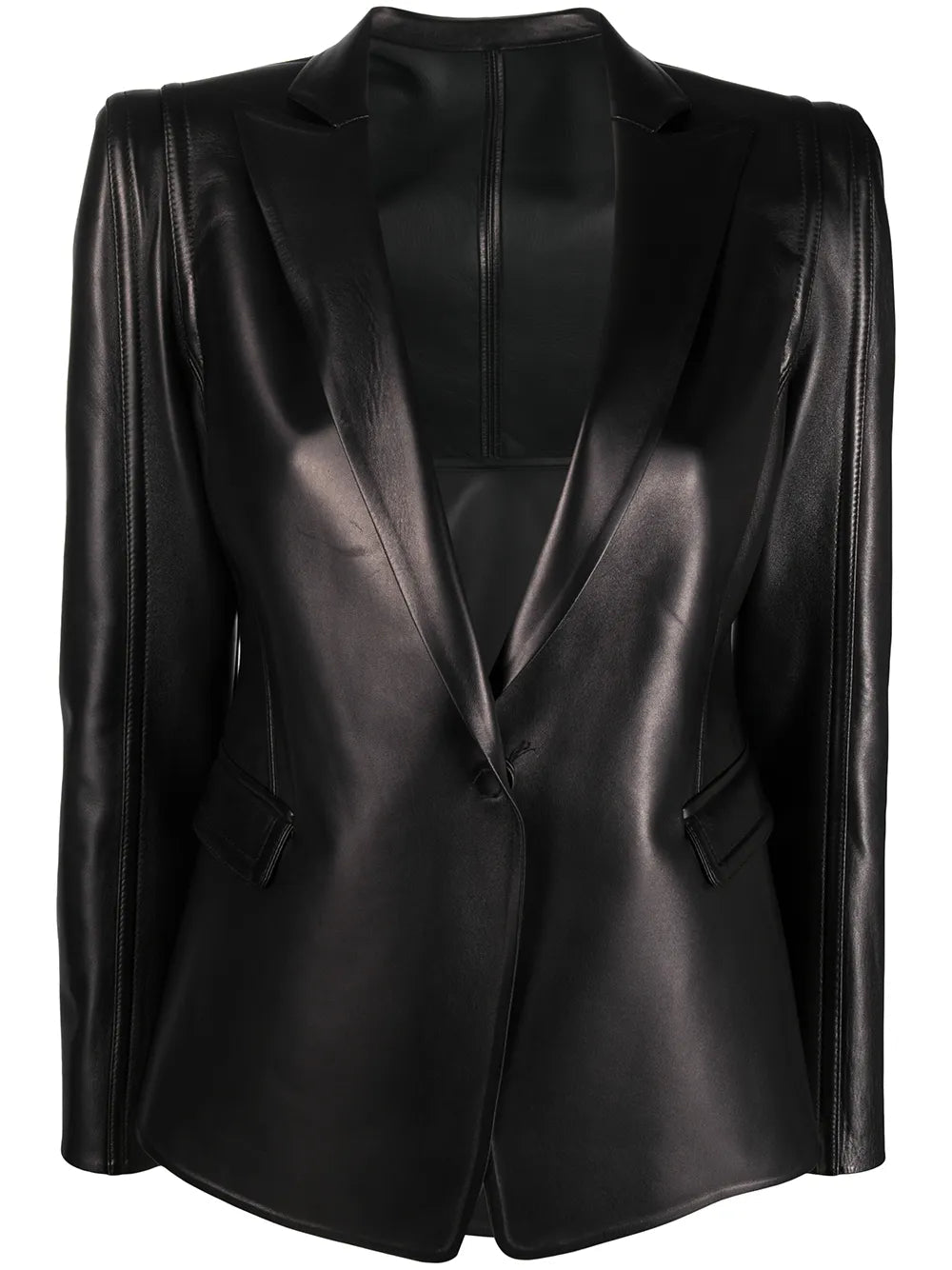 Valentino Garavani Single-Breasted Leather Blazer